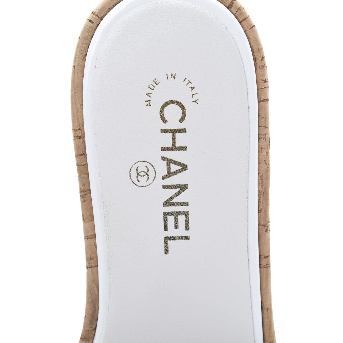 Tweed Cork CC Mule Sandal 39.5 Silk White