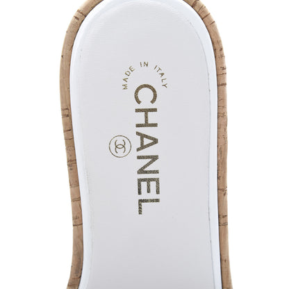 Chanel Tweed Cork CC Mule Sandal 39.5 Silk White 7 of 12