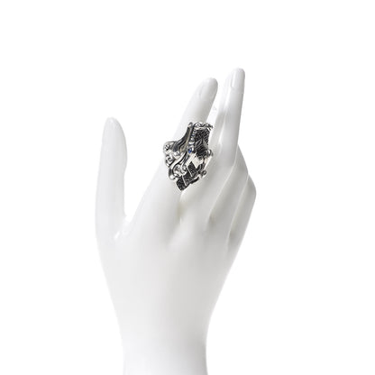 John Hardy Sterling Silver Black Spinel Sapphire Naga Head Ring 53 6.25 2 of 8
