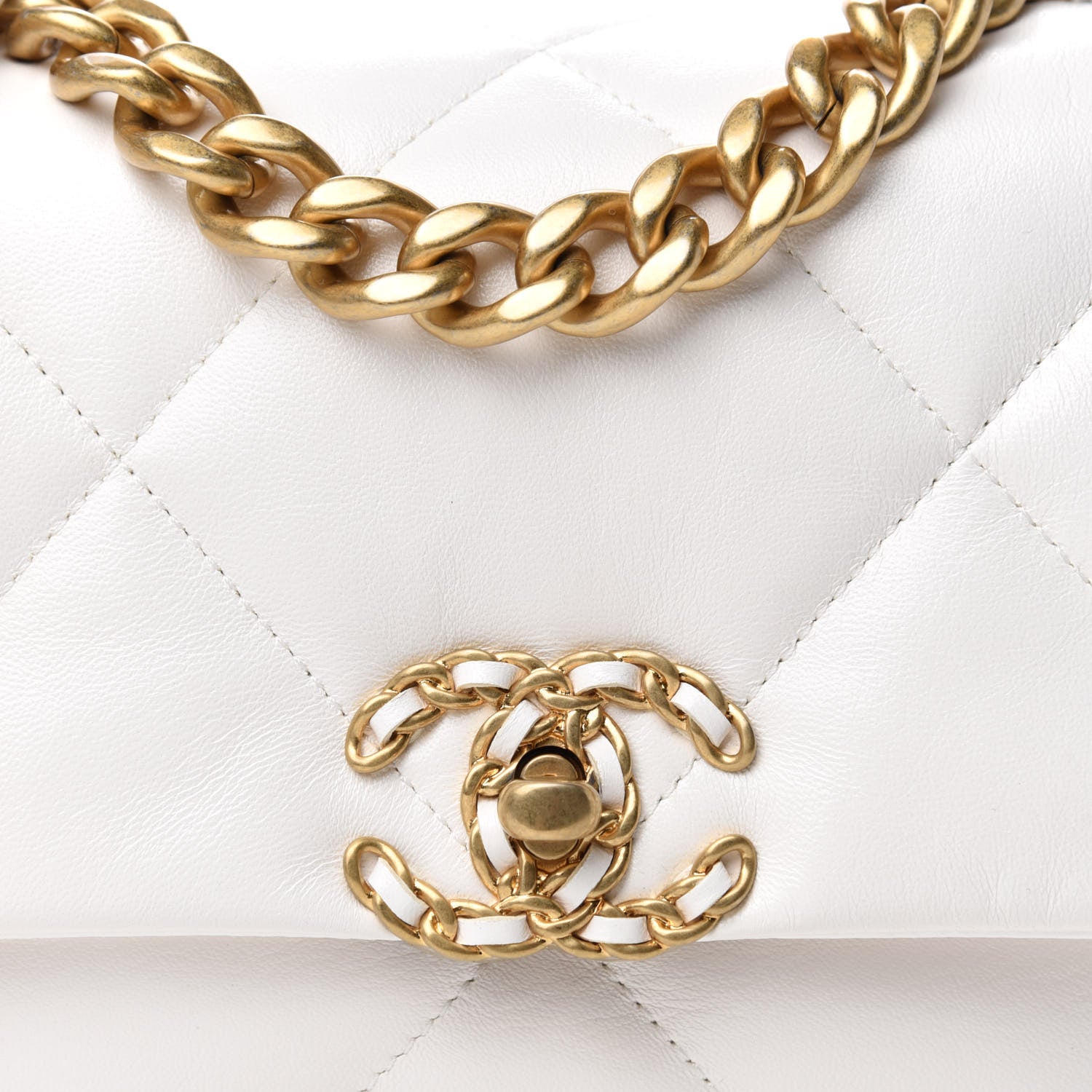 Chanel Lambskin Quilted Medium Chanel 19 Flap White 10 of 11