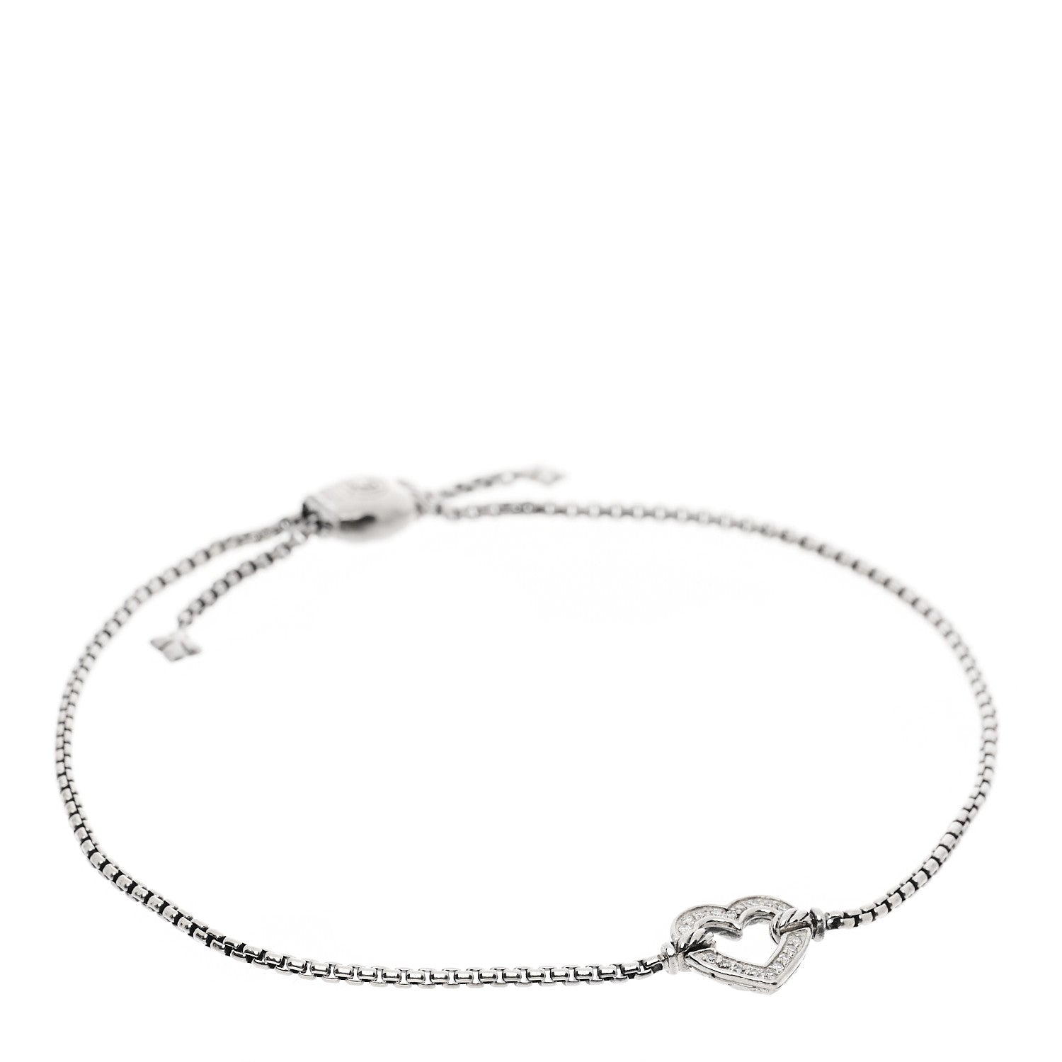 David Yurman Sterling Silver Diamond Valentine Hearts Bracelet 1 of 5