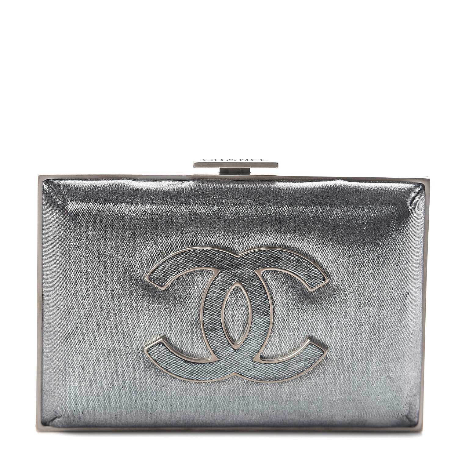 Chanel Iridescent Calfskin Quilted CC Lock Evening Clutch Silver 1 of 6