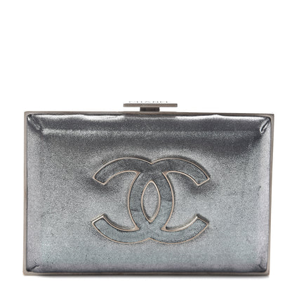 Chanel Iridescent Calfskin Quilted CC Lock Evening Clutch Silver 1 of 6