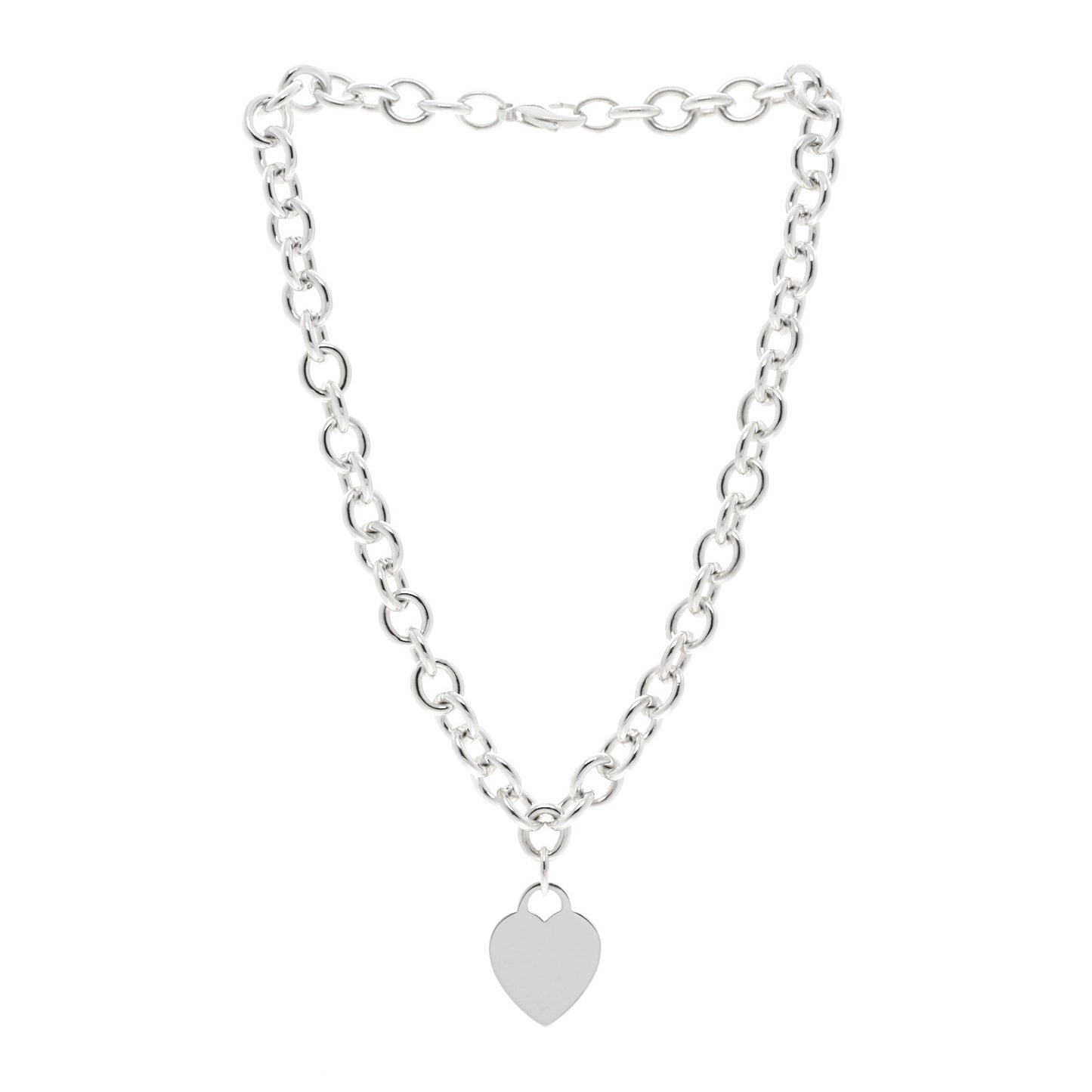 Sterling Silver Heart Tag Pendant Necklace
