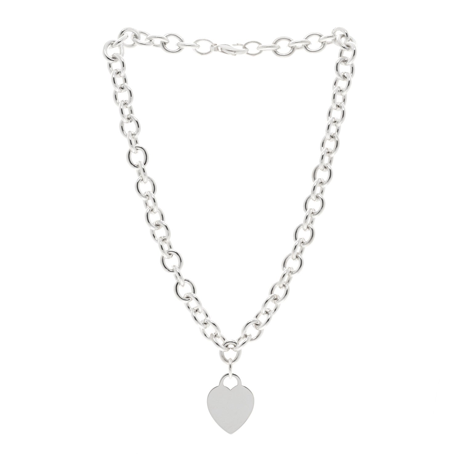 Tiffany Sterling Silver Heart Tag Pendant Necklace 3 of 5