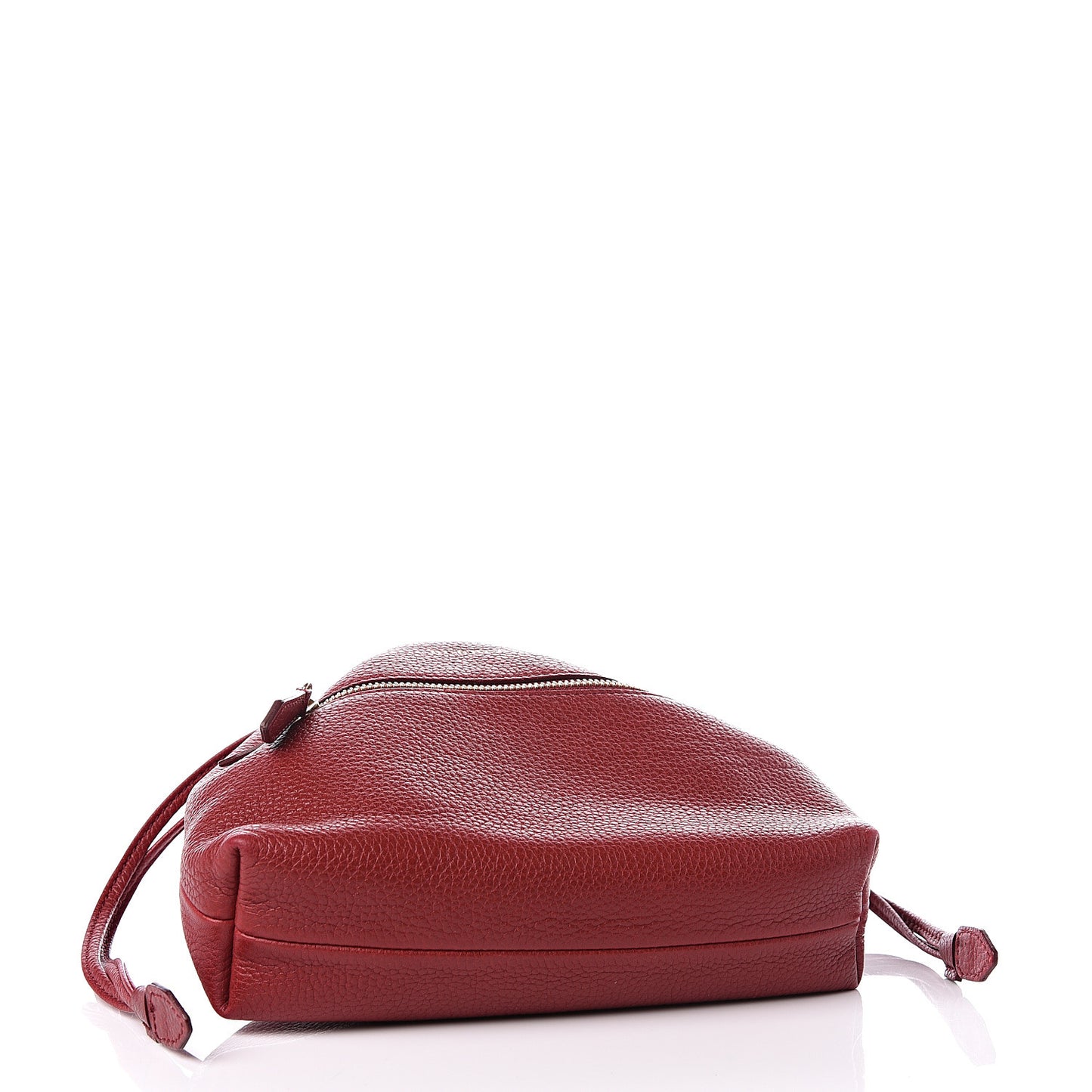 Grainy Calfskin Drawstring Pouch Red