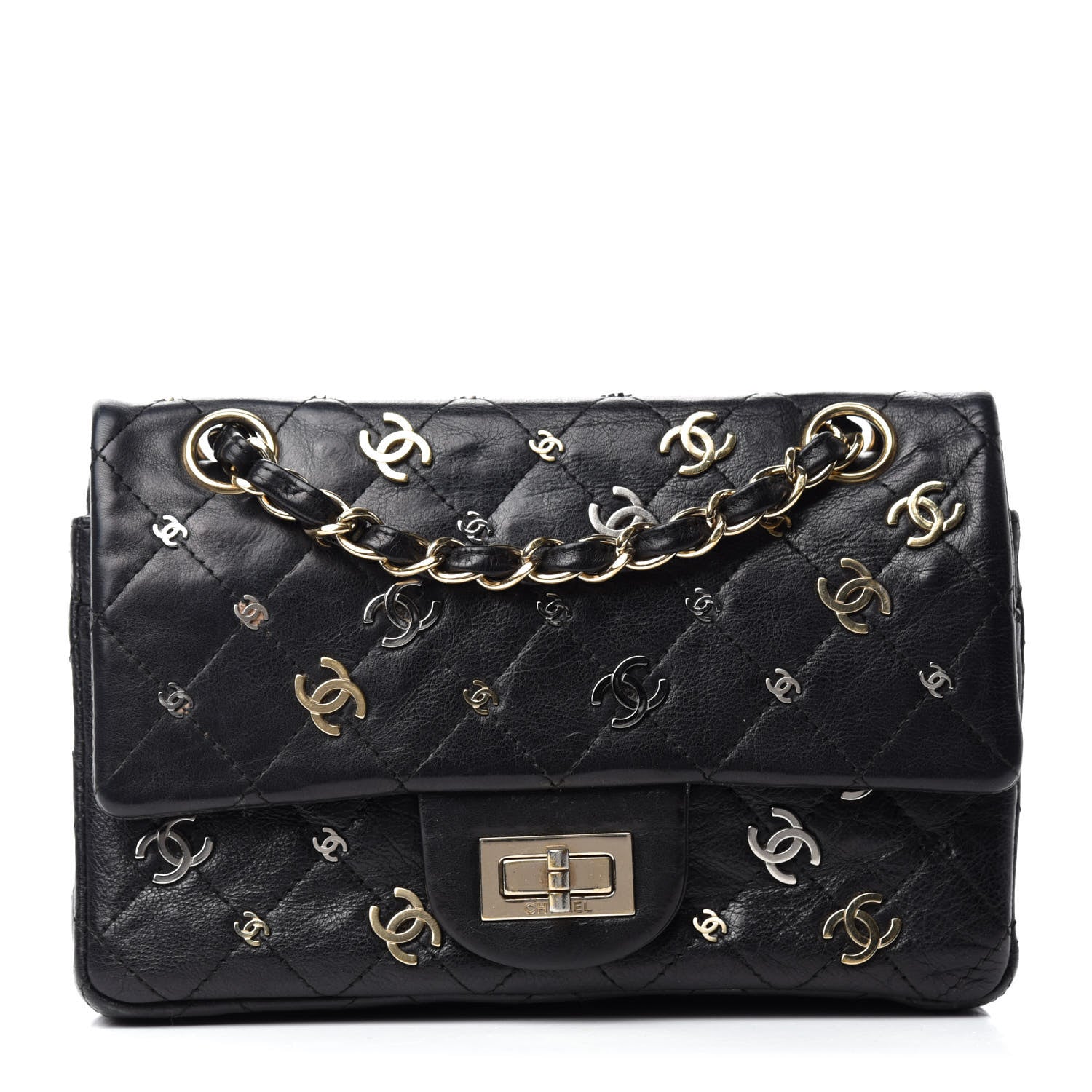 Chanel Calfskin CC Punk 2.55 Reissue 224 Flap Black 1 of 15