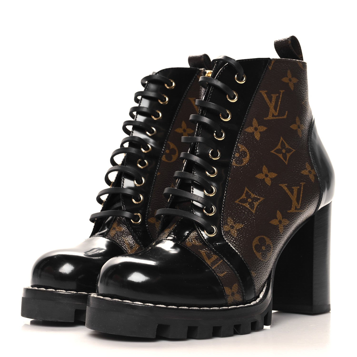 Louis Vuitton Patent Calfskin Monogram Star Trail Ankle Boots 39.5 Black 4 of 11