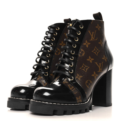 Louis Vuitton Patent Calfskin Monogram Star Trail Ankle Boots 39.5 Black 4 of 11