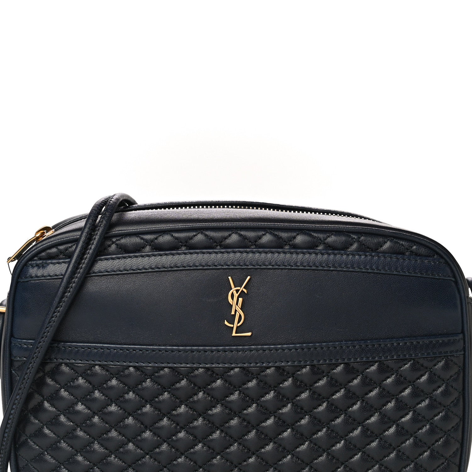 Saint Laurent Lambskin Quilted Victoire Camera Bag Deep Marine 8 of 10