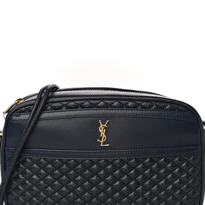 Saint Laurent Lambskin Quilted Victoire Camera Bag Deep Marine 8 of 10