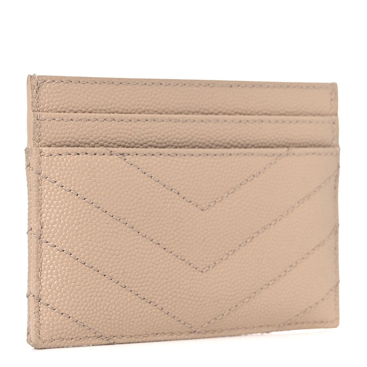Saint Laurent Grain De Poudre Matelasse Chevron Monogram Credit Card Case Cork 3 of 12
