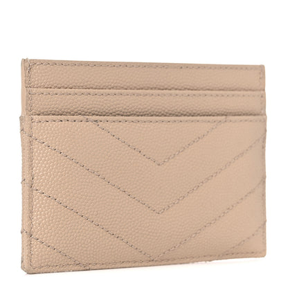 Saint Laurent Grain De Poudre Matelasse Chevron Monogram Credit Card Case Cork 3 of 12