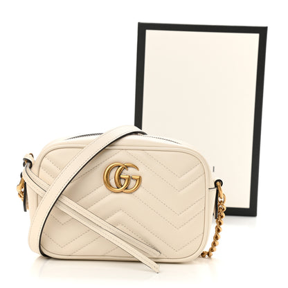Gucci Calfskin Matelasse Mini GG Marmont Chain Shoulder Bag White 11 of 11