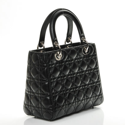 Christian Dior Lambskin Cannage Medium Lady Dior Black 3 of 6