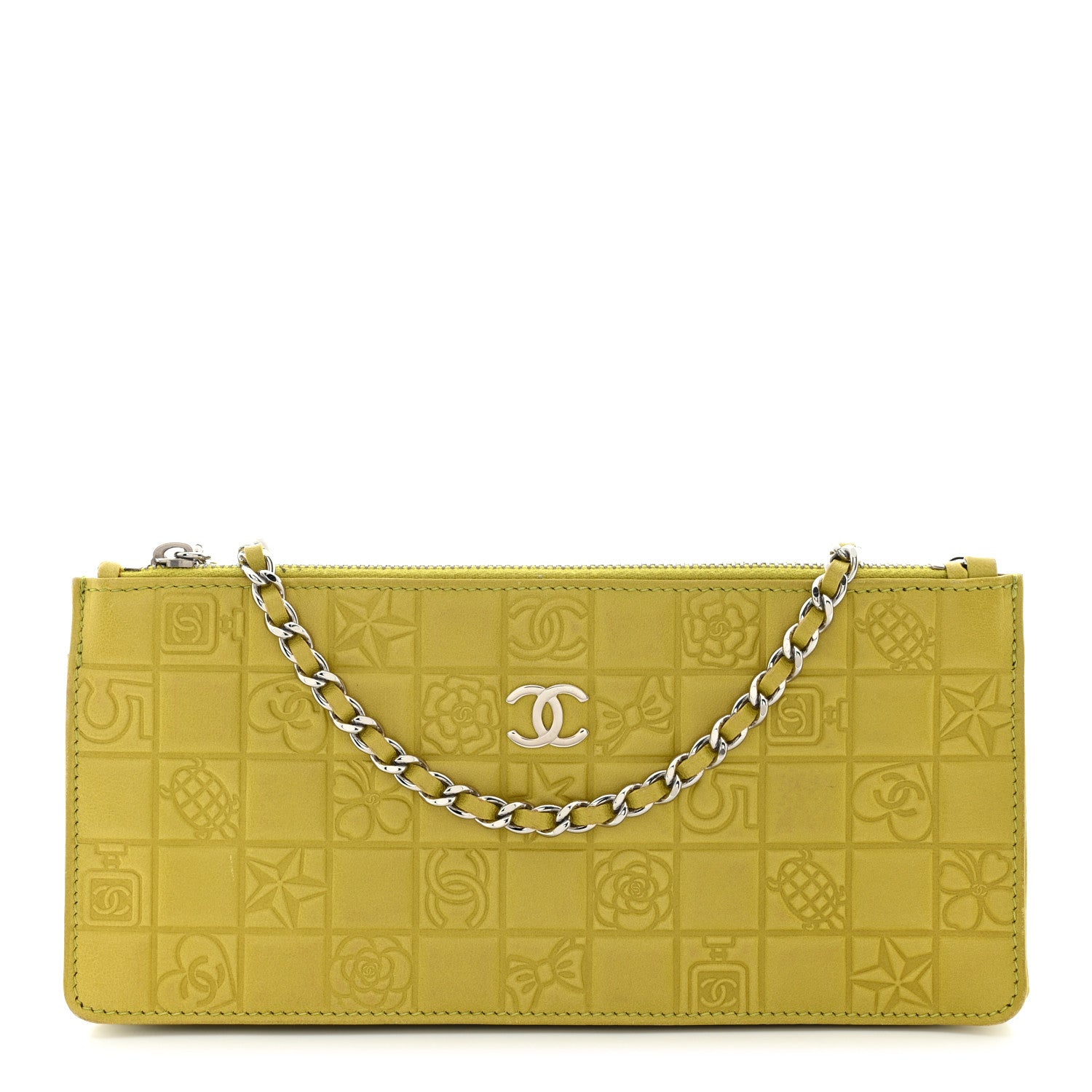 Chanel Lambskin Precious Symbols Pochette Chartreuse 1 of 13