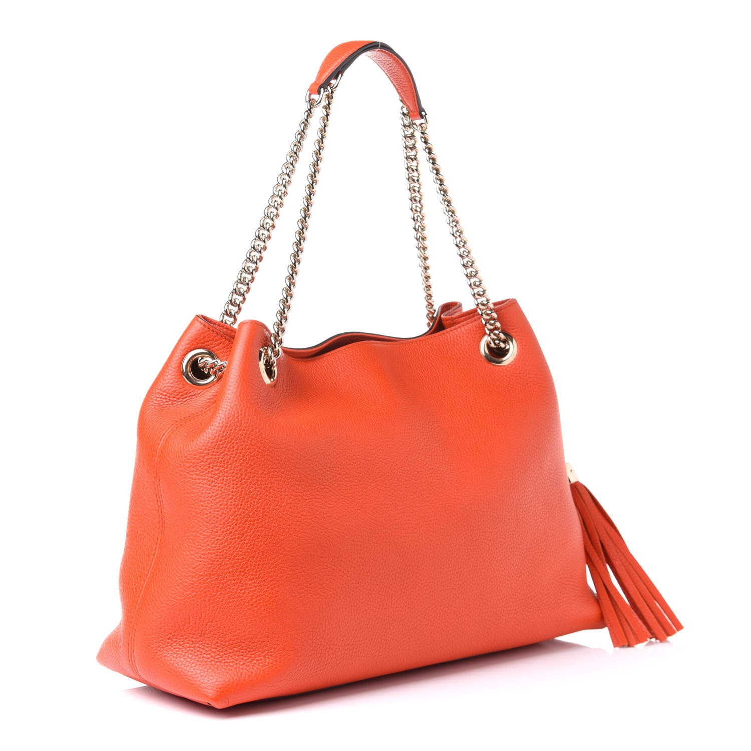 Gucci Pebbled Calfskin Medium Soho Chain Shoulder Bag Sun Orange 3 of 12