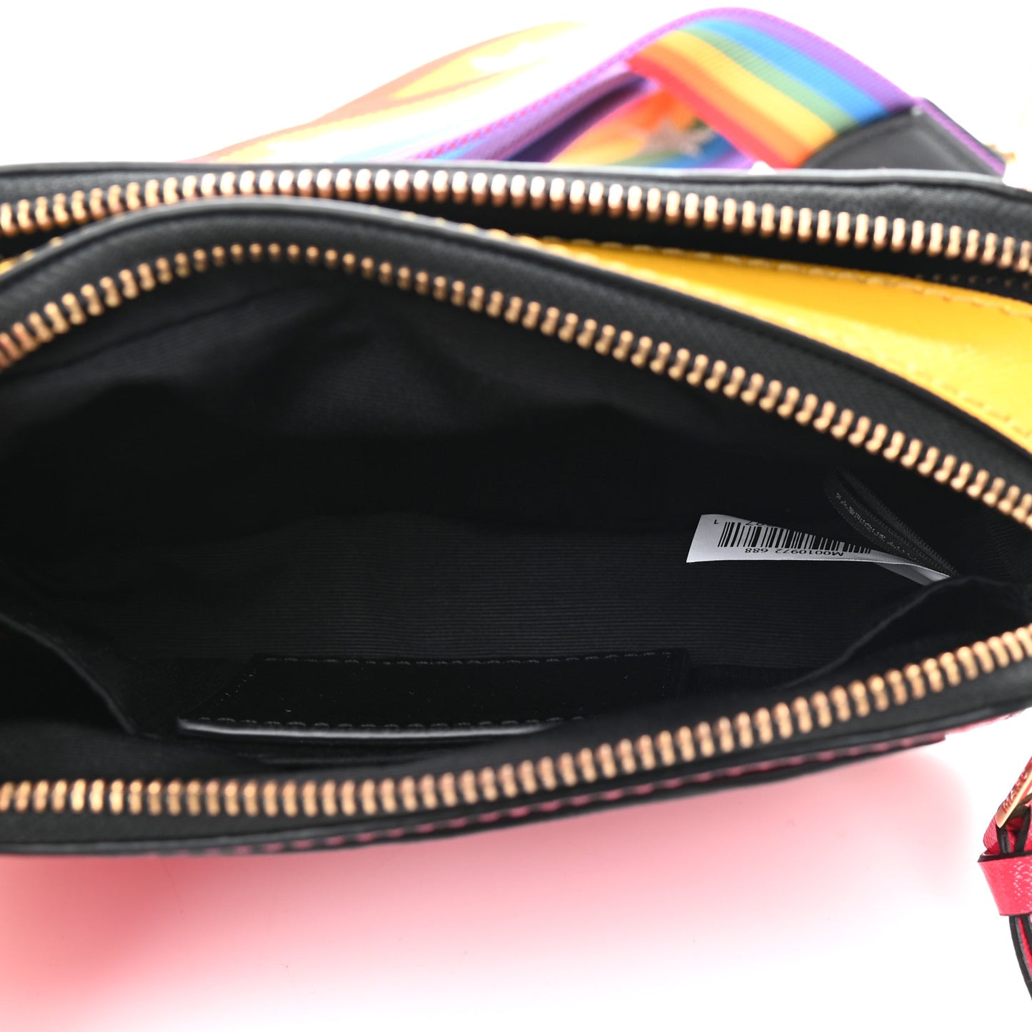 Saffiano Rainbow Strap Color Block Small Snapshot Camera Bag Pink Multicolor