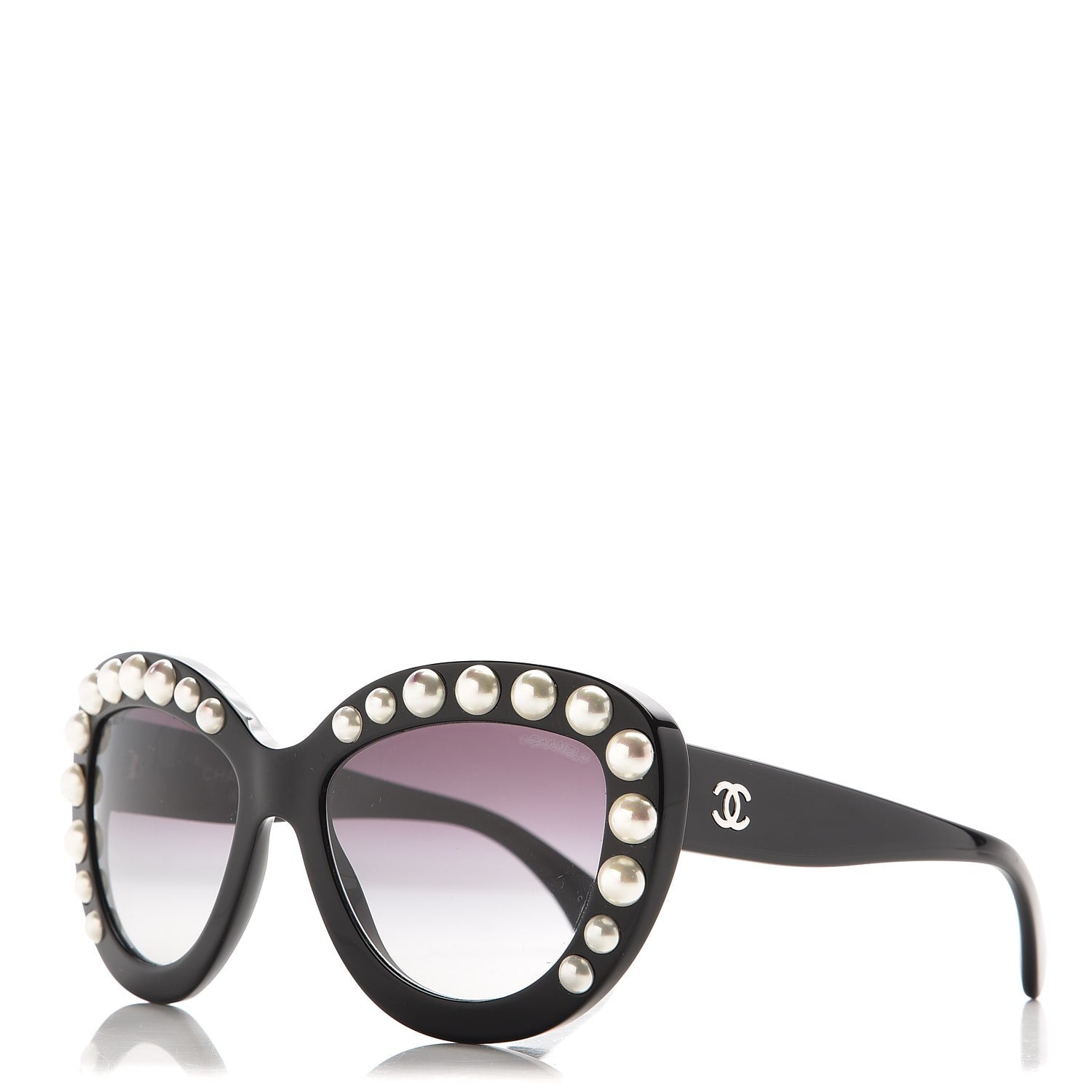 Chanel Pearl Cat Eye Sunglasses 71096 Black 1 of 9