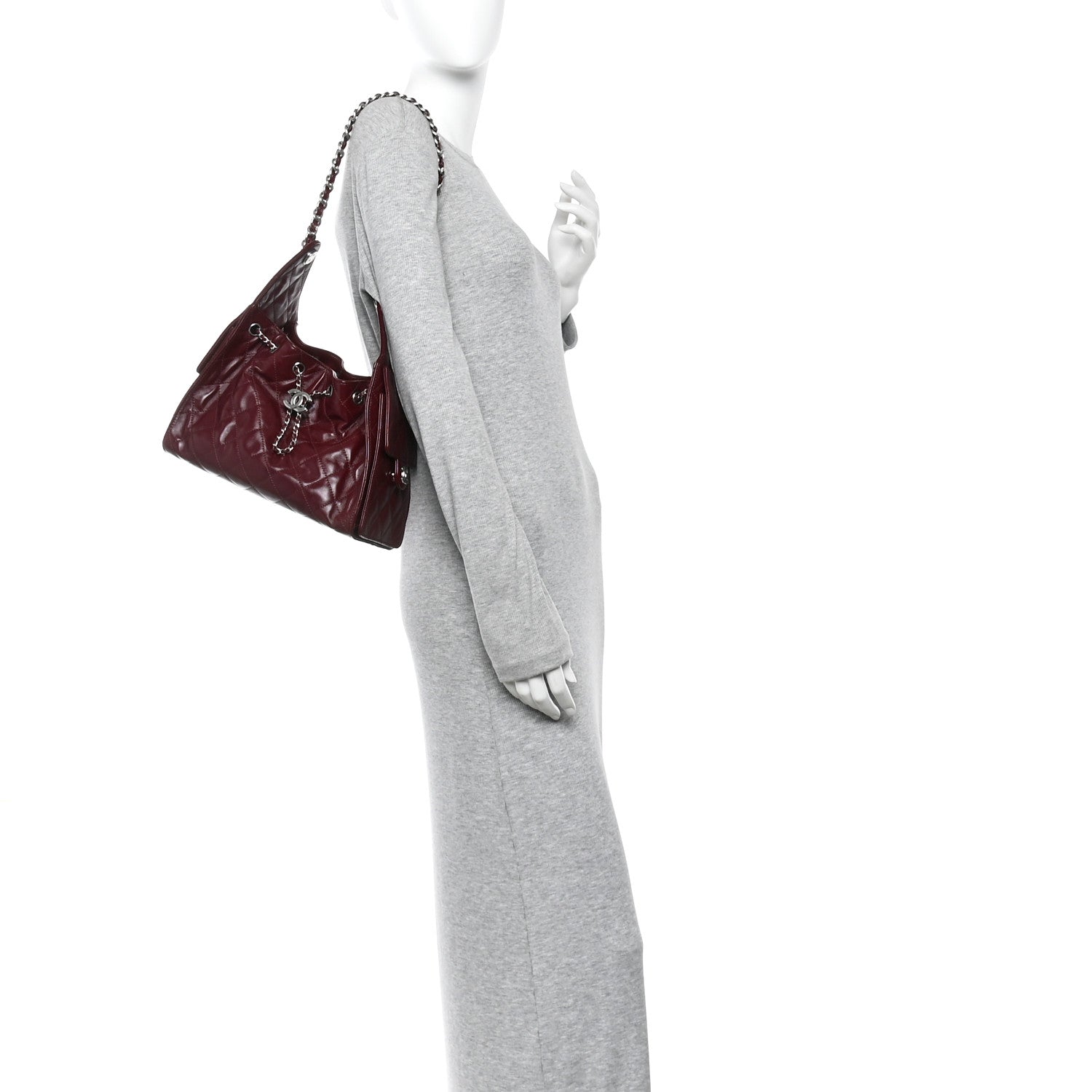 Chanel Shiny Calfskin Quilted Small Chanel 25 Handbag Burgundy 2 of 11