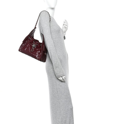 Chanel Shiny Calfskin Quilted Small Chanel 25 Handbag Burgundy 2 of 11