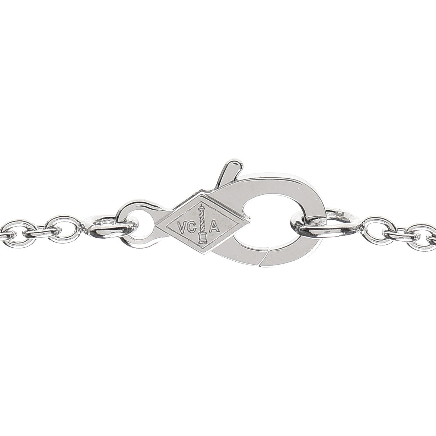 18K White Gold Diamond Pure Alhambra Pendant Necklace