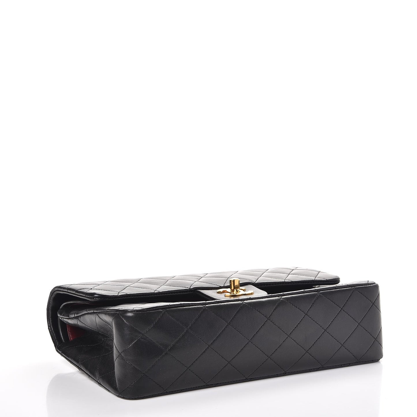 Lambskin Quilted Medium Double Flap Black