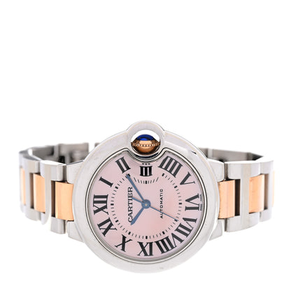 Cartier Stainless Steel 18K Pink Gold Pink Mother of Pearl 33mm Ballon Bleu De Cartier Automatic Watch 2 of 4