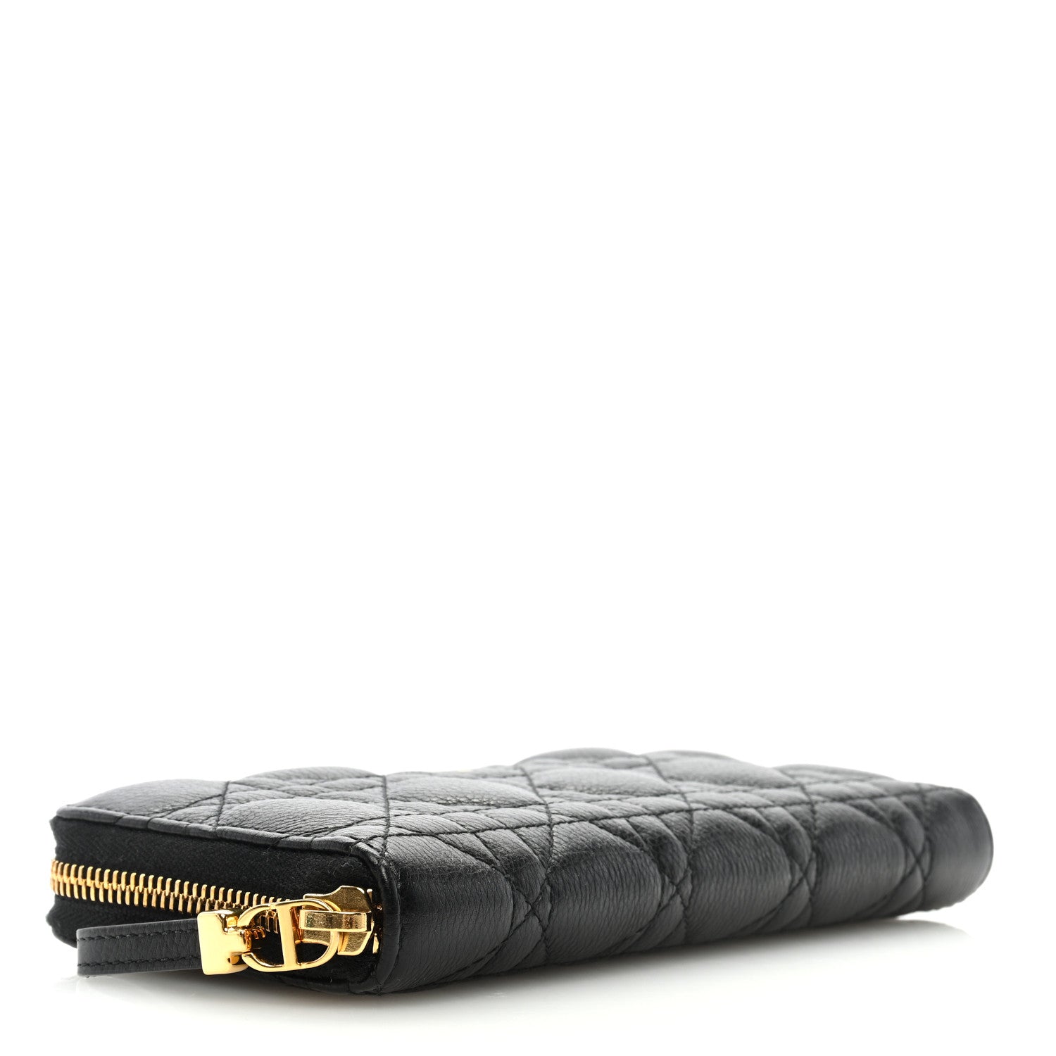 Christian Dior Grained Calfskin Supple Cannage Caro Zip Wallet Black 4 of 6