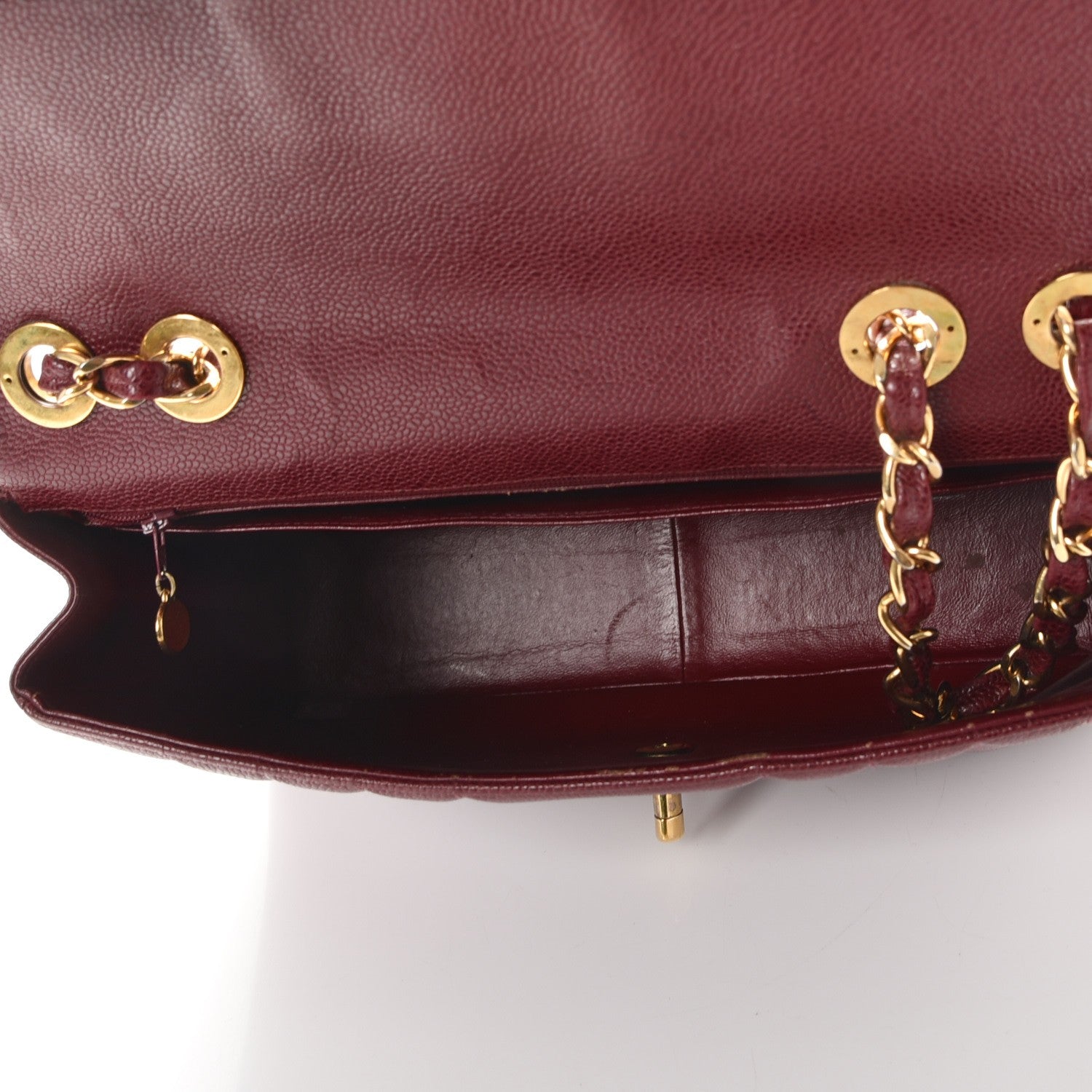 Chanel Caviar Vertical Quilt Jumbo Flap Dark Red 6 of 21