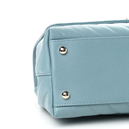 Chanel Caviar Chevron Quilted Small Coco Handle Flap Blue 8 of 11
