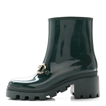 Gucci Rubber Womens Horsebit Ankle Boots 38 Vintage Green 1 of 15