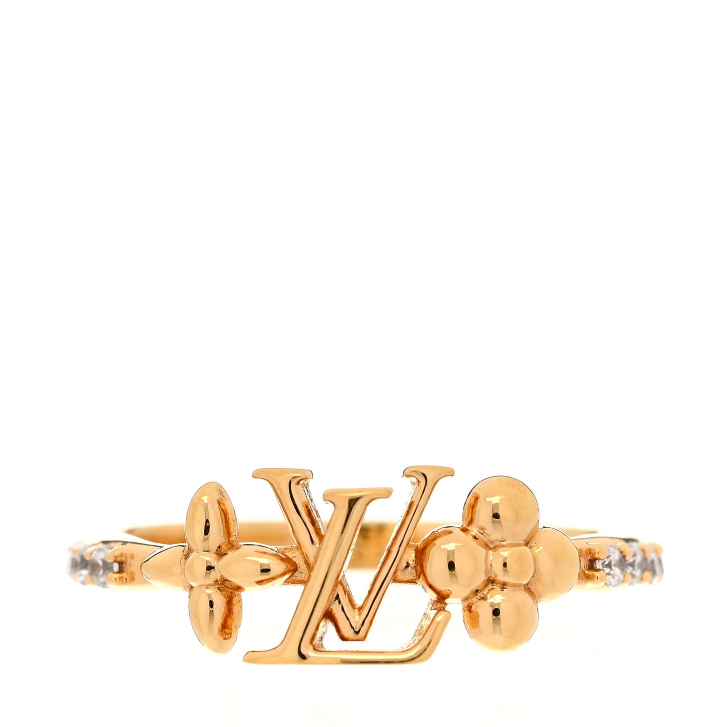 Metal Crystal LV Iconic Flower Ring M 53 6.5 Gold