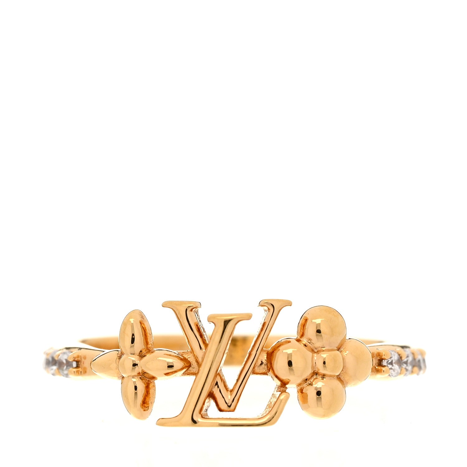 Louis Vuitton Metal Crystal LV Iconic Flower Ring M 53 6.5 Gold 1 of 6