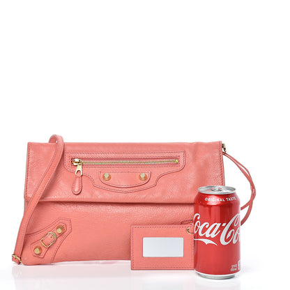Balenciaga Agneau Giant 12 Gold Hardware Envelope Strap Clutch Rose Azalee 2 of 18
