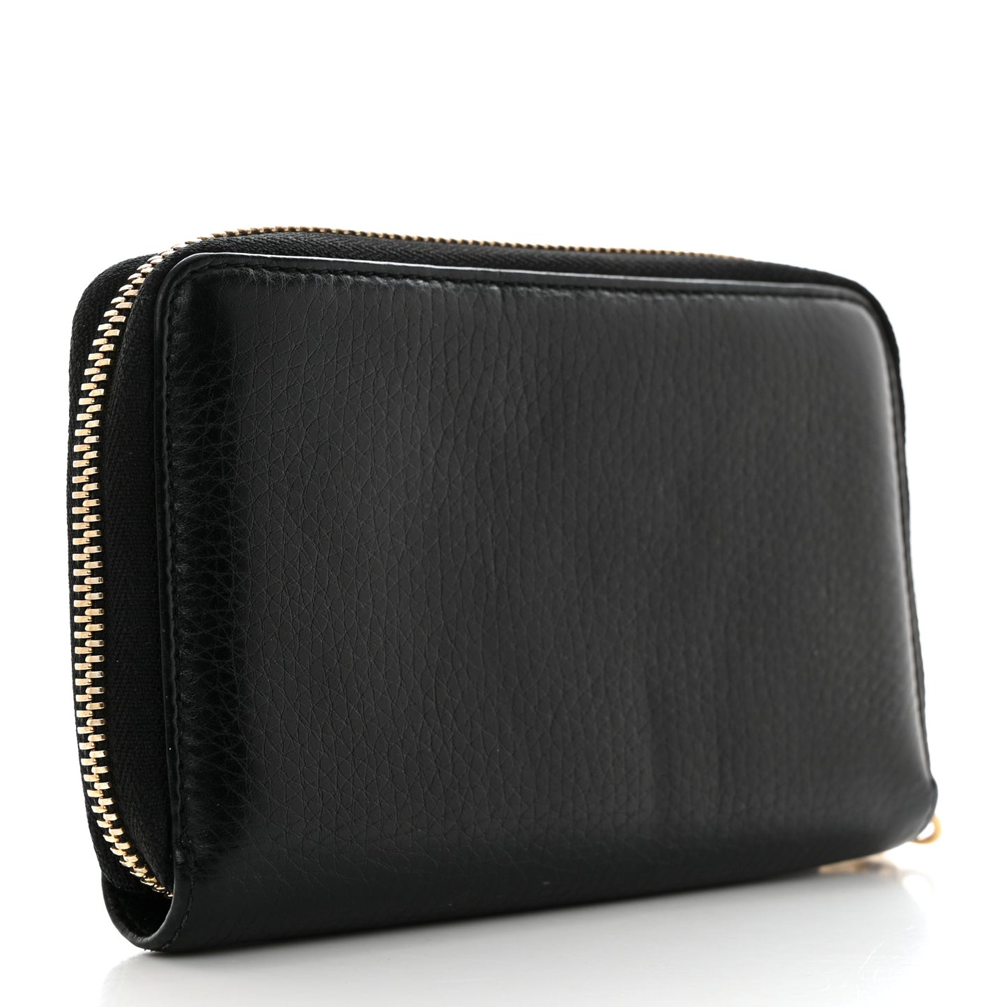 Pebbled Calfskin Medium Soho Zip Around Wallet Black