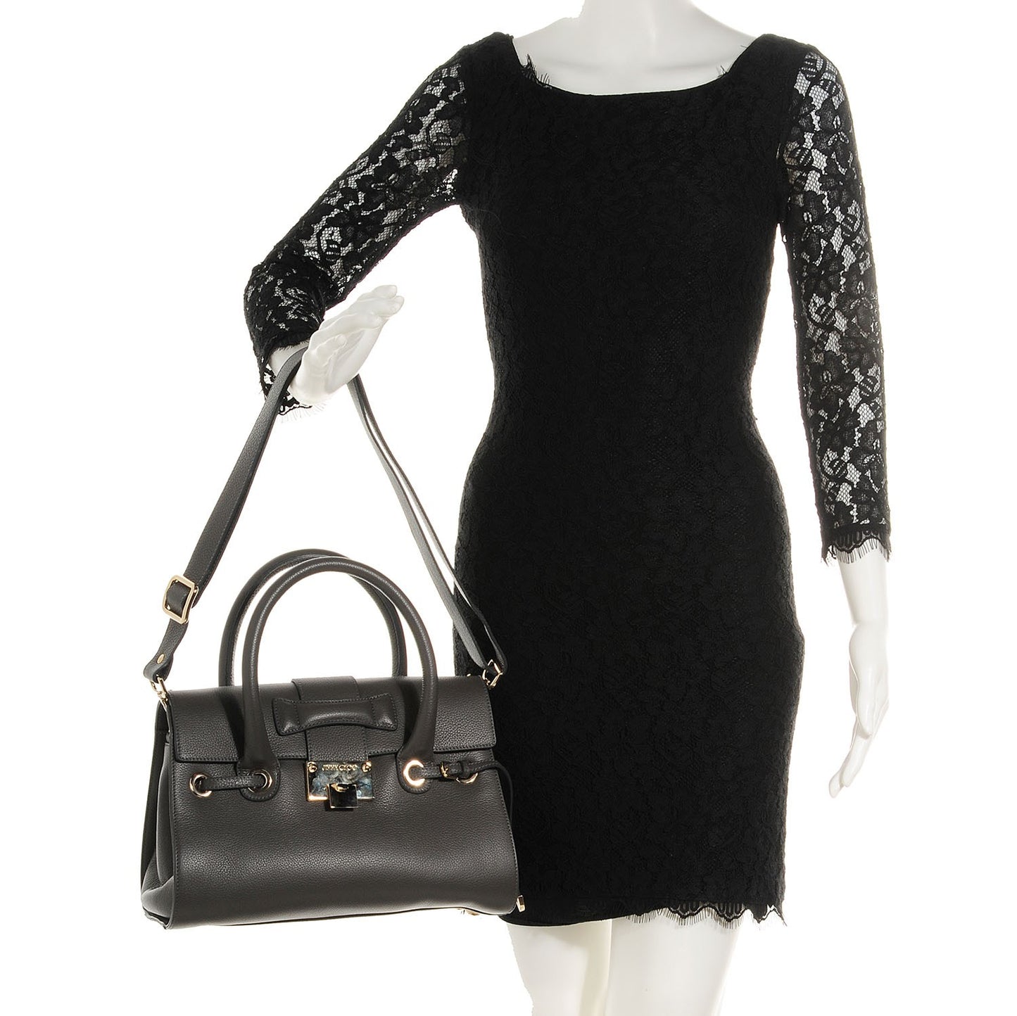 Grainy Calfskin Large Rosalie Satchel Grey