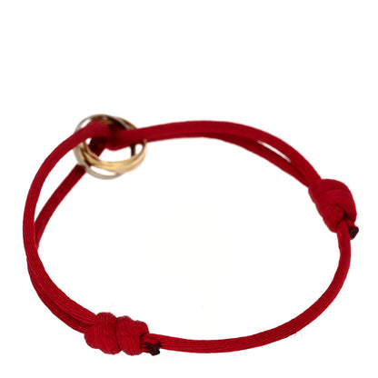 Cartier 18K Pink Yellow White Gold Trinity Cord Bracelet Red 2 of 5