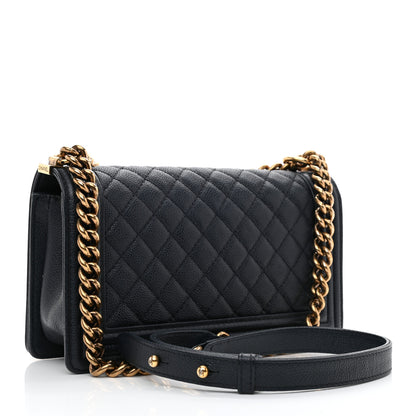 Chanel Caviar Quilted Medium Boy Flap Navy 3 of 10