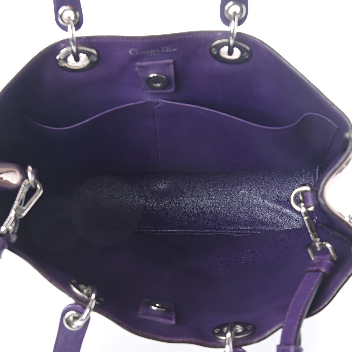 Christian Dior Nubuck Large Diorissimo Tote Beige Purple 5 of 12