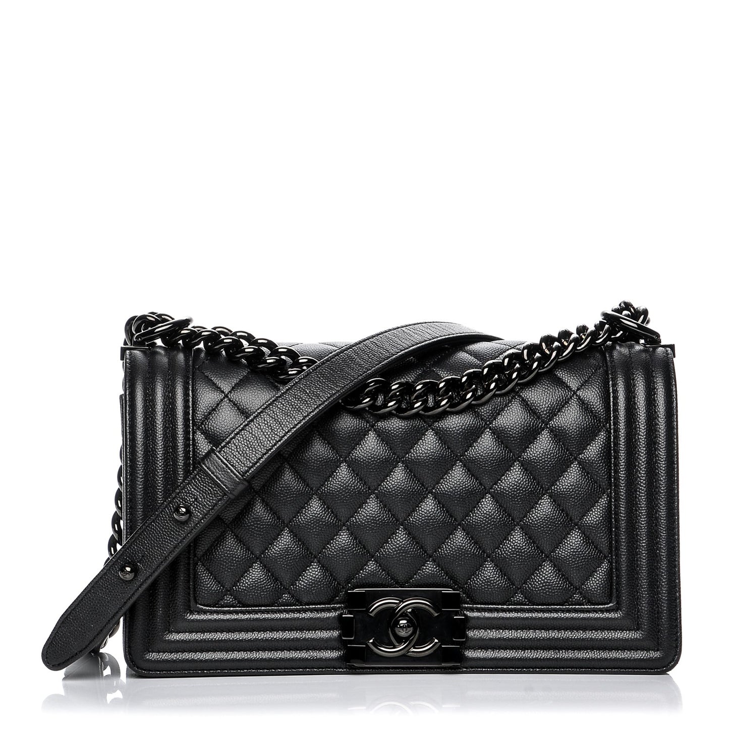 Caviar Quilted Medium Boy Flap So Black