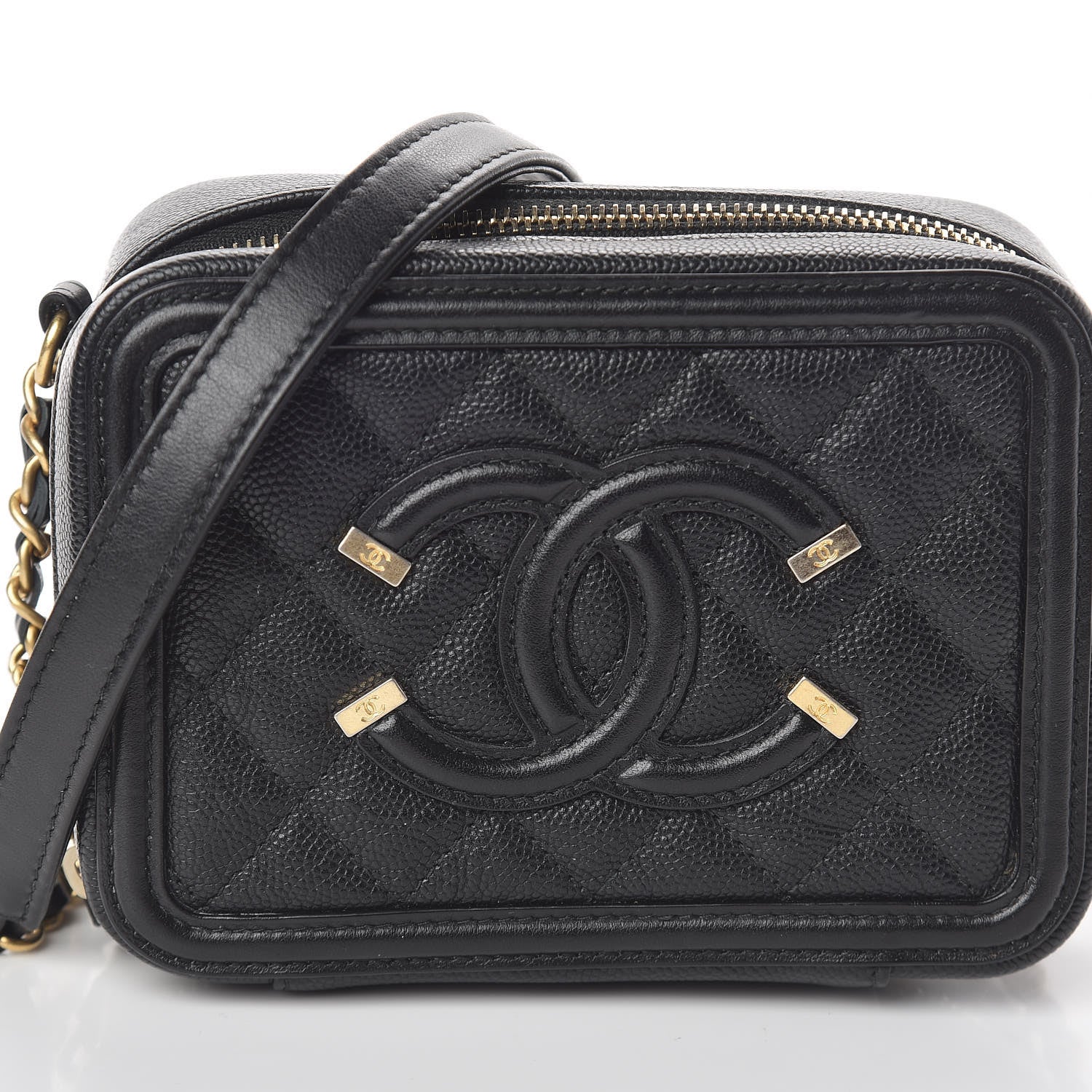 Chanel Caviar Quilted CC Filigree Vanity Clutch With Chain Black 11 of 11