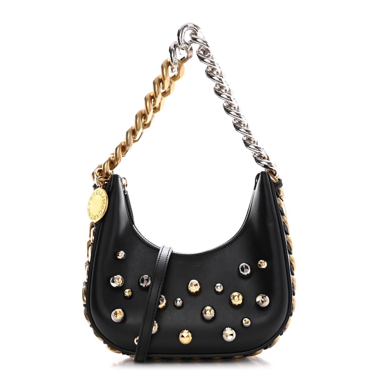 Stella McCartney Eco Alter Nappa Mini Chunky Studs Frayme Shoulder Bag Black 1 of 12