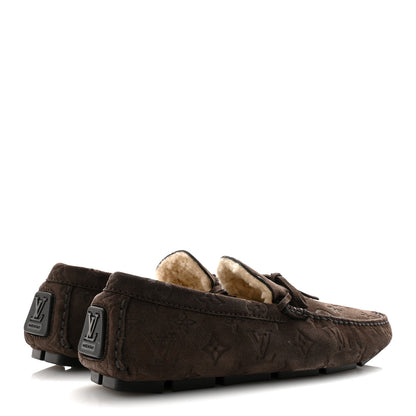 Louis Vuitton Suede Shearling Monogram Mens LV Driver Moccasin Loafers 8.5 5 of 8