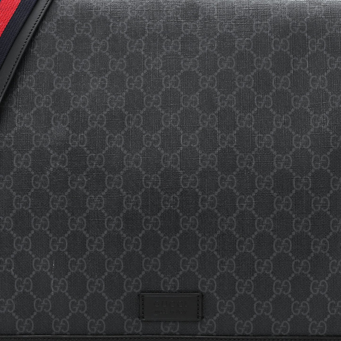 GG Supreme Monogram Web Messenger Diaper Bag Black Grey