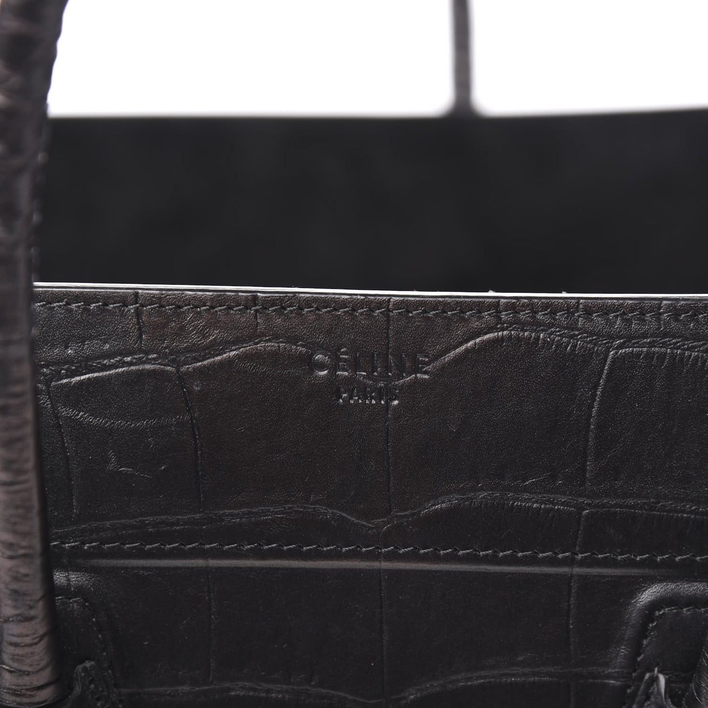 Crocodile Embossed Calfskin Large Phantom Luggage Black