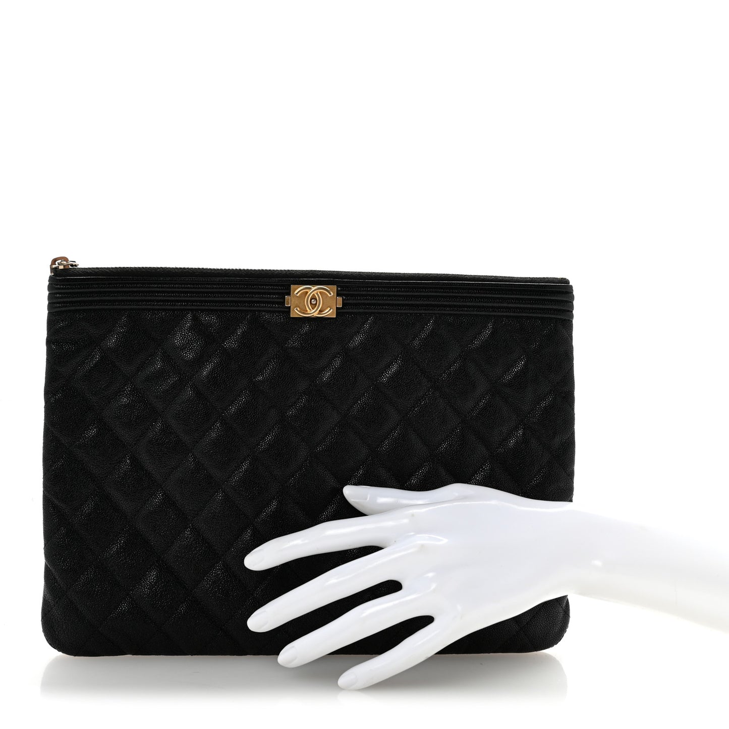 Caviar Quilted Medium Boy Cosmetic Case Black