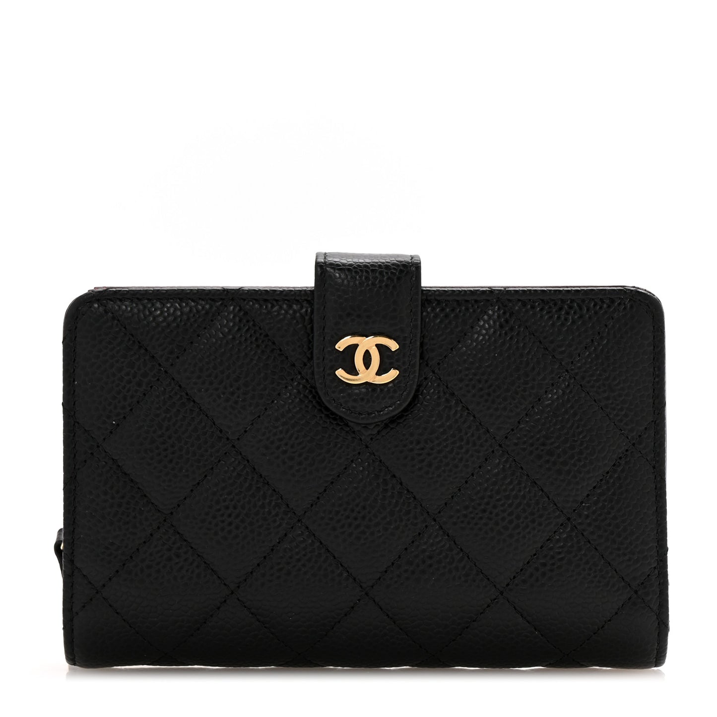 Caviar Quilted Zipped Pocket Wallet Black