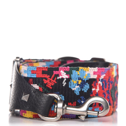 Valentino Garavani Canvas Floral Embroidered Rockstud Guitar Strap Multicolor 1 of 3