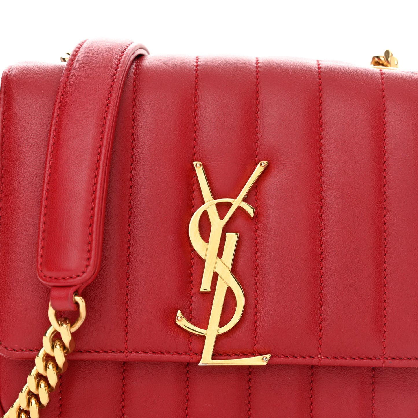 Lambskin Matelasse Monogram Small Vicky Chain Bag Red